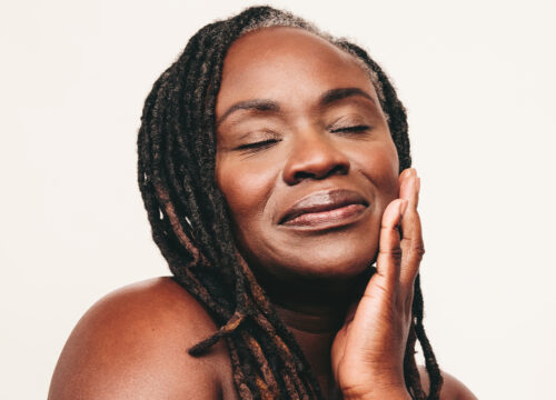 Photo of a middle-aged woman with wrinkles